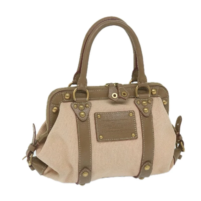 Ladies Louis Vuitton Petite Malle bags with a star - shaped charm for cutenessLOUIS VUITTON Antigua Sac De Nuit MM Hand Bag Beige M48826 LV Auth ep2232