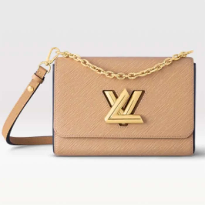 Louis Vuitton Alma bags featuring the signature top - handle designLouis Vuitton LV Women Twist MM Handbag Camel Light Brown Epi Leather