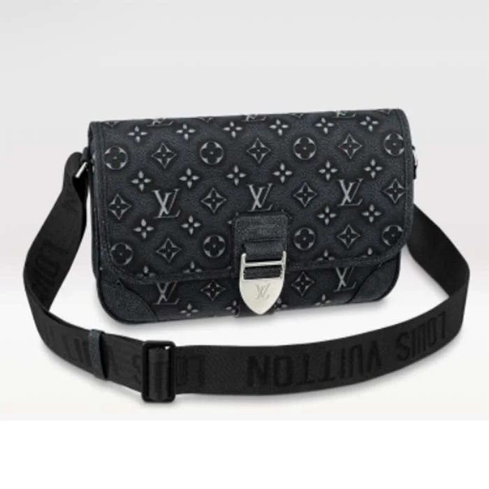 Louis Vuitton bags with a front - zip pocket for small items like keysLouis Vuitton LV Unisex Archy Messenger MM Bag Black Charcoal Cowhide Leather