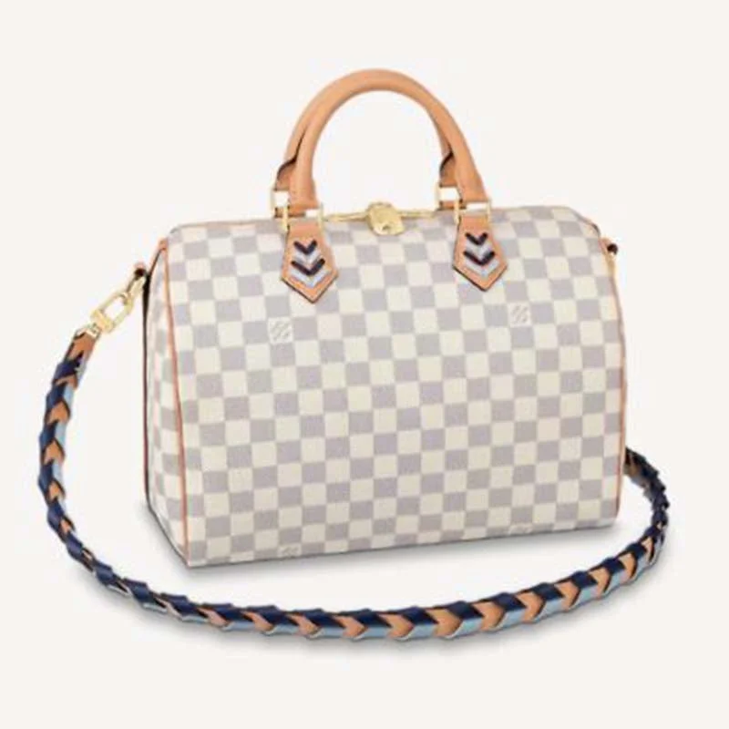 Medium - sized Louis Vuitton tote bags for work and shoppingLouis Vuitton LV Unisex Speedy 30 Bandoulière Blue Damier Azur Coated Canvas