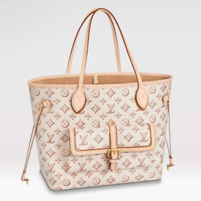 Ladies Louis Vuitton handbags with a detachable coin purse insideLouis Vuitton LV Women Neverfull MM Tote Bag Beige Monogram Coated Canvas