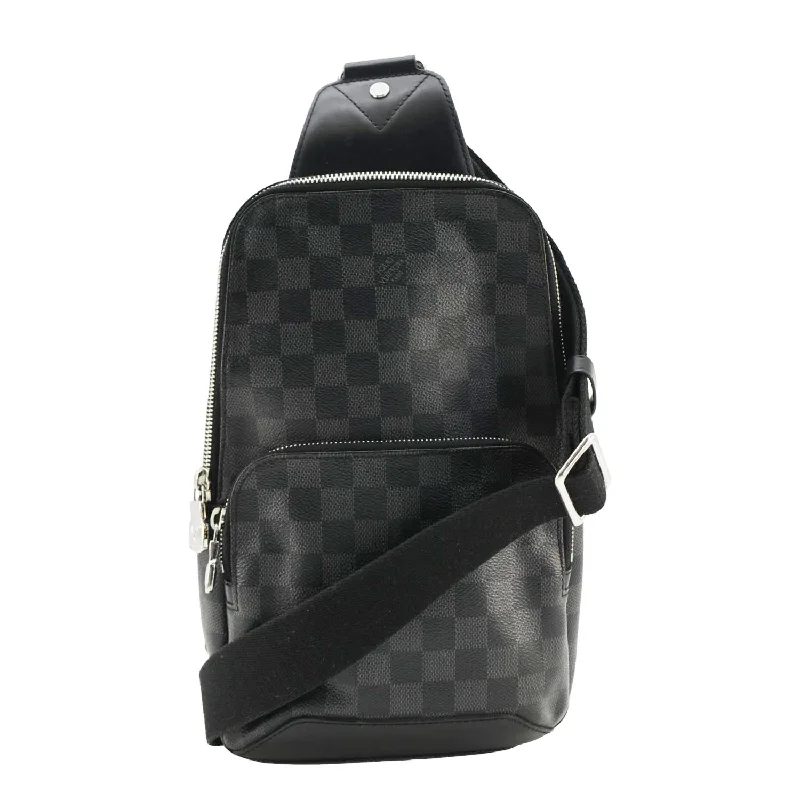 Louis Vuitton bags with a zip - around closure for enhanced securityLOUIS VUITTON Avenue Sling Damier Graphite Backpack Bag Black