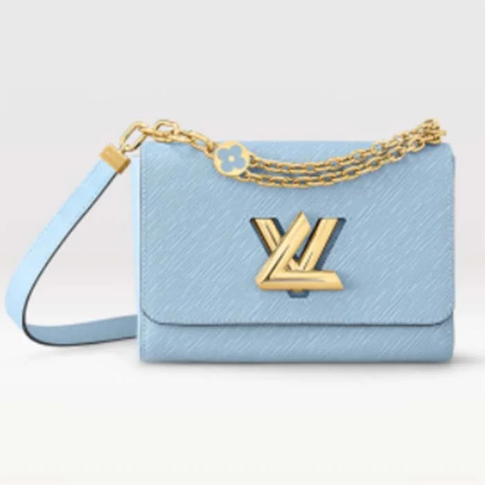 Louis Vuitton bags with a zip - around closure for enhanced securityLouis Vuitton LV Women Twist MM Handbag Bleu Nuage Blue Epi Grained Leather