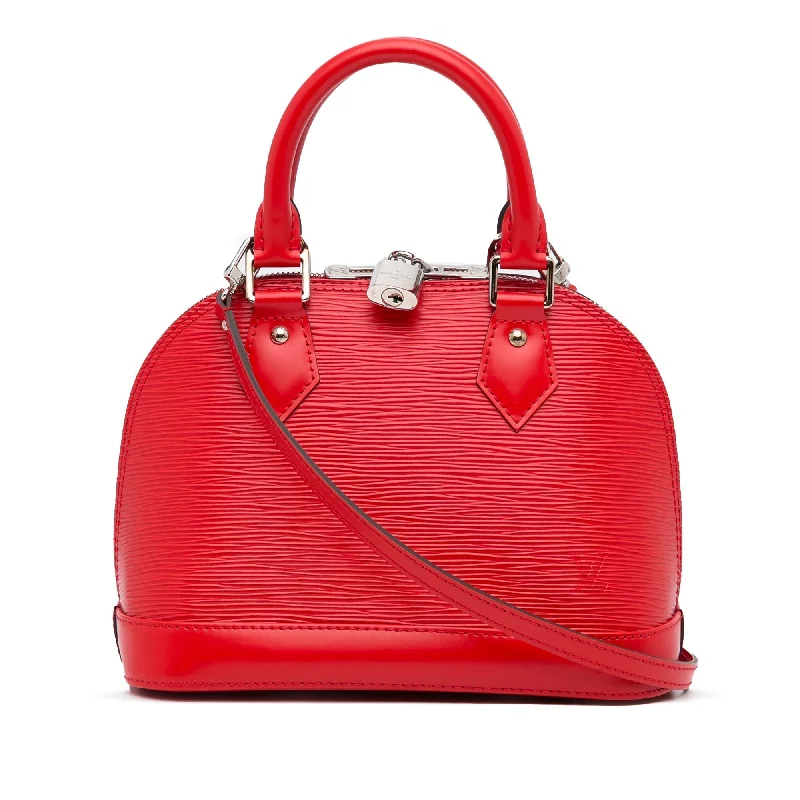 Louis Vuitton tote bags with a printed LV logo on the front for brand visibilityLouis Vuitton Alma BB Red Epi