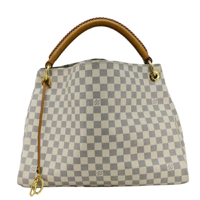 Ladies Louis Vuitton shoulder bags with a wide - width strap for comfortLOUIS VUITTON Artsy MM Damier Azur Hobo Bag White