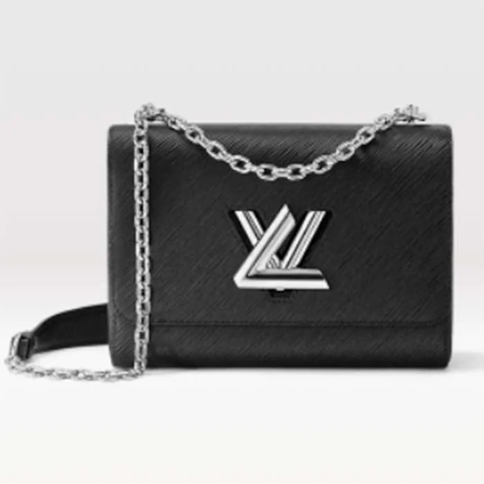 Louis Vuitton Speedy bags in monogram canvas for a classic lookLouis Vuitton LV Women Twist MM Chain Bag Black Epi Grained Cowhide Leather