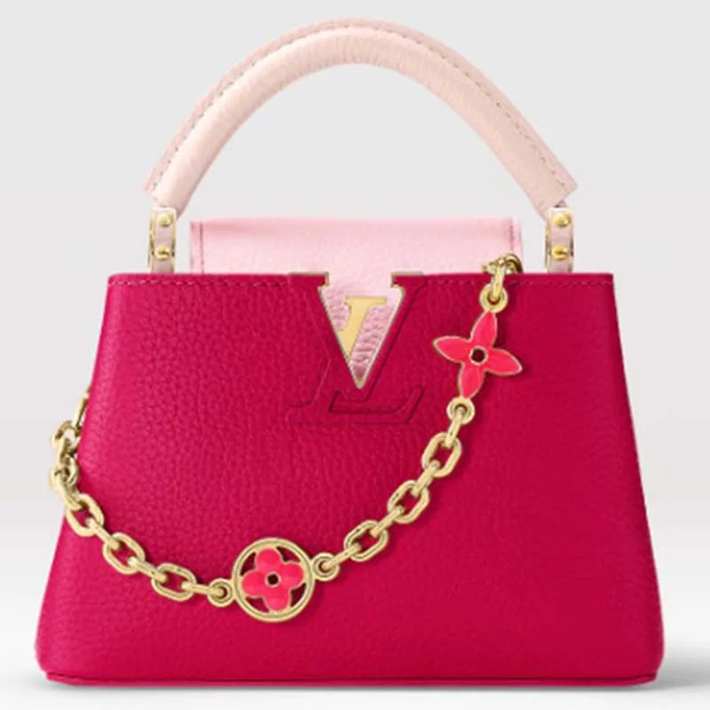 Louis Vuitton handbags with a metal - framed clasp for durabilityLouis Vuitton LV Women Capucines BB Handbag Rose Pink Taurillon Leather