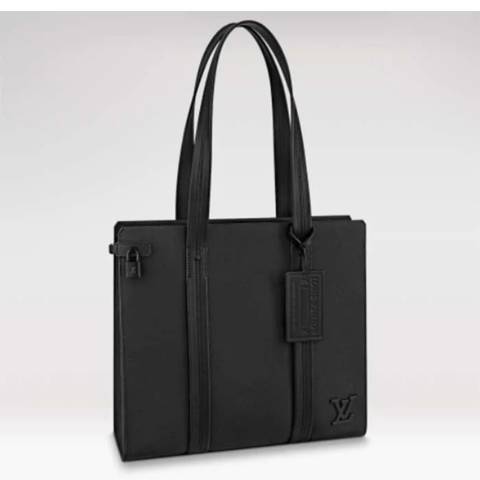 Ladies Louis Vuitton shoulder bags with a wide - width strap for comfortLouis Vuitton LV Unisex Aerogram Takeoff Tote Black Grained Calf Leather