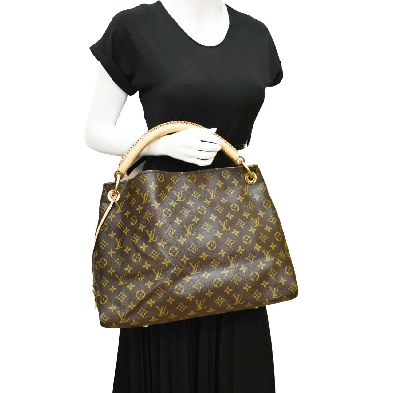 Ladies Louis Vuitton handbags with a detachable coin purse insideLOUIS VUITTON Artsy MM Monogram Canvas Hobo Shoulder Bag Brown