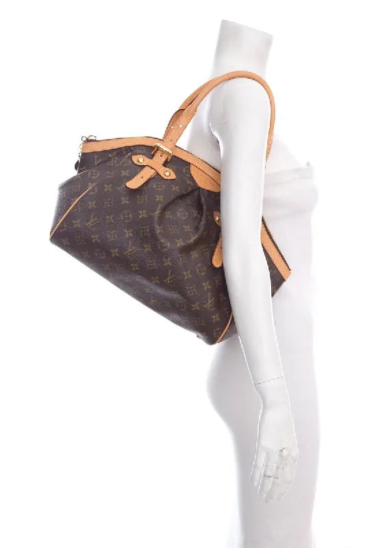 Louis Vuitton Alma bags with a monogram - embossed leather surfaceLouis Vuitton Tivoli Brown Monogram Canvas Handbag