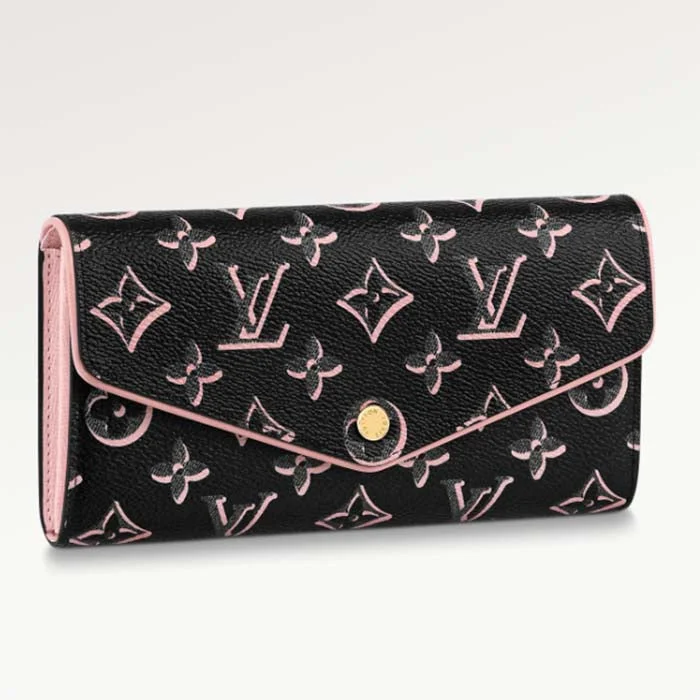 Louis Vuitton tote bags with a printed LV logo on the front for brand visibilityLouis Vuitton LV Women Sarah Wallet Fall for You Black Monogram Coated Canvas