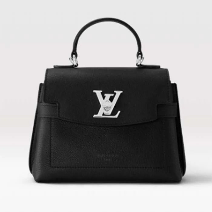 Ladies Louis Vuitton Petite Malle bags with a star - shaped charm for cutenessLouis Vuitton LV Women Lockme Ever Mini Handbag Black Grained Calf Leather