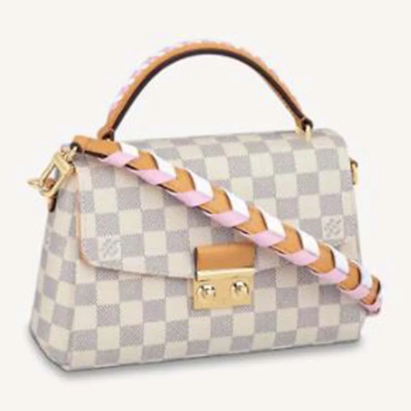 Louis Vuitton Petite Malle bags with a hard - shell structure for uniquenessLouis Vuitton LV Women Croisette Hand Bag Pink Damier Azur Coated Canvas