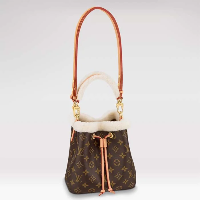 Louis Vuitton backpacks with a hidden back pocket for securityLouis Vuitton LV Women NéoNoé BB Bucket Bag Monogram Coated Canvas Shearling