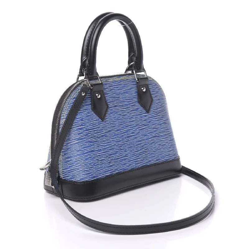 Louis Vuitton bags with a chain - link trim and a leather body for a modern edgeLOUIS VUITTON ALMA BB EPI LEATHER-DENIM LIGHT