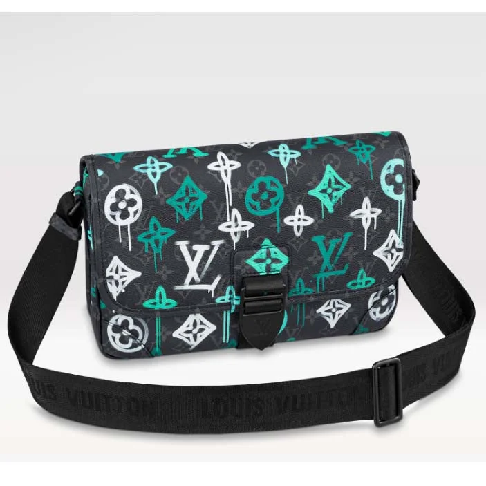 Ladies Louis Vuitton shoulder bags with a magnetic - closure flap for easeLouis Vuitton LV Women Archy Messenger MM Bag Graffiti Green Monogram Coated Canvas