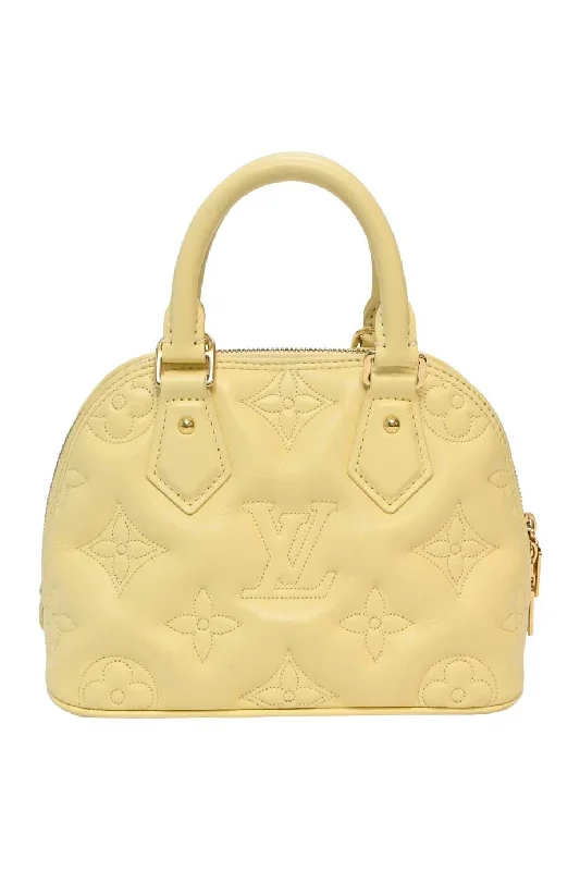 Louis Vuitton crossbody bags with adjustable shoulder straps for comfortLOUIS VUITTON Banane' bubblegram Alma BB bag with detachable strap & gold metallic hardware