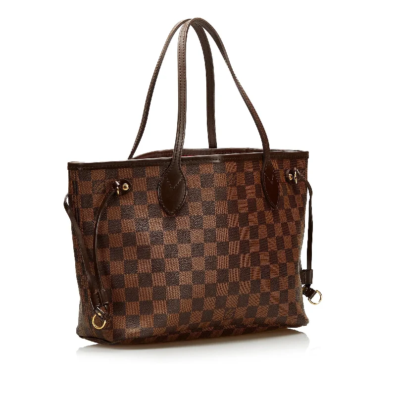 Louis Vuitton backpacks with a hidden back pocket for securityLouis Vuitton Damier Ebene Neverfull PM 35424)