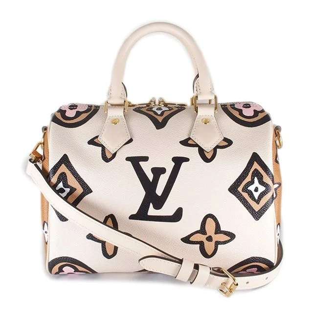 Louis Vuitton bags with a front - zip pocket for small items like keysLouis Vuitton Speedy 25 Bandouliere Bag Wild at Heart Monogram Giant