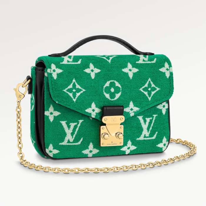 Louis Vuitton handbags with a beaded trim for a touch of glamourLouis Vuitton LV Women Micro Métis Bag Green Monogram Jacquard Velvet