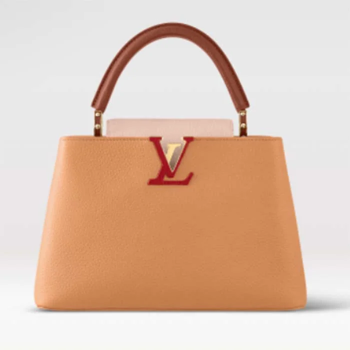 Louis Vuitton bags with a zip - around closure for enhanced securityLouis Vuitton LV Women Capucines MM Handbag Beige Brown Taurillon Leather