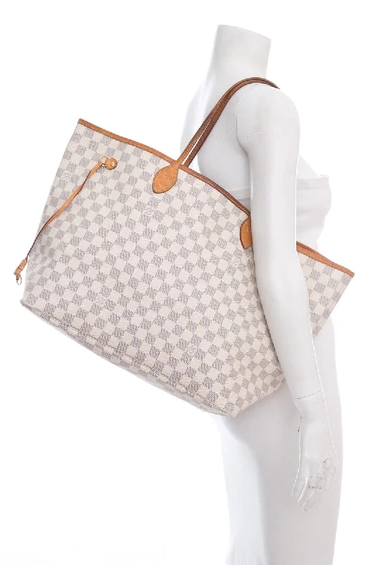 Ladies Louis Vuitton handbags with a detachable coin purse insideLouis Vuitton Monogram Neverfull GM Damier Azur Tote