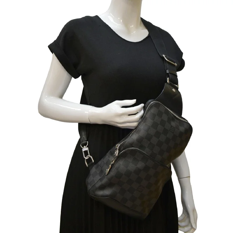 Ladies Louis Vuitton handbags with a detachable coin purse insideLOUIS VUITTON Avenue Sling Damier Graphite Backpack Bag Black