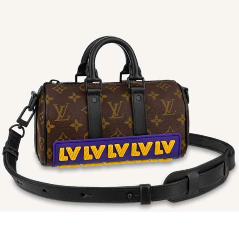 Ladies Louis Vuitton Petite Malle bags in a pastel color for a soft lookLouis Vuitton LV Unisex Keepall XS Monogram Coated Canvas Cowhide Leather