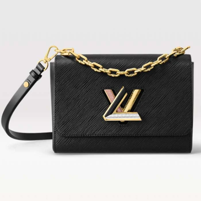 Ladies Louis Vuitton Petite Malle bags in a pastel color for a soft lookLouis Vuitton LV Women Twist MM Handbag Black Epi Grained Cowhide