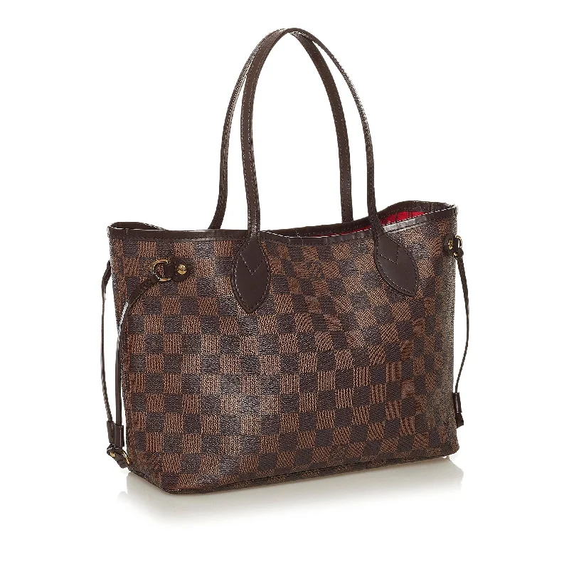 Ladies Louis Vuitton shoulder bags with a wide - width strap for comfortLouis Vuitton Damier Ebene Neverfull PM 34575)