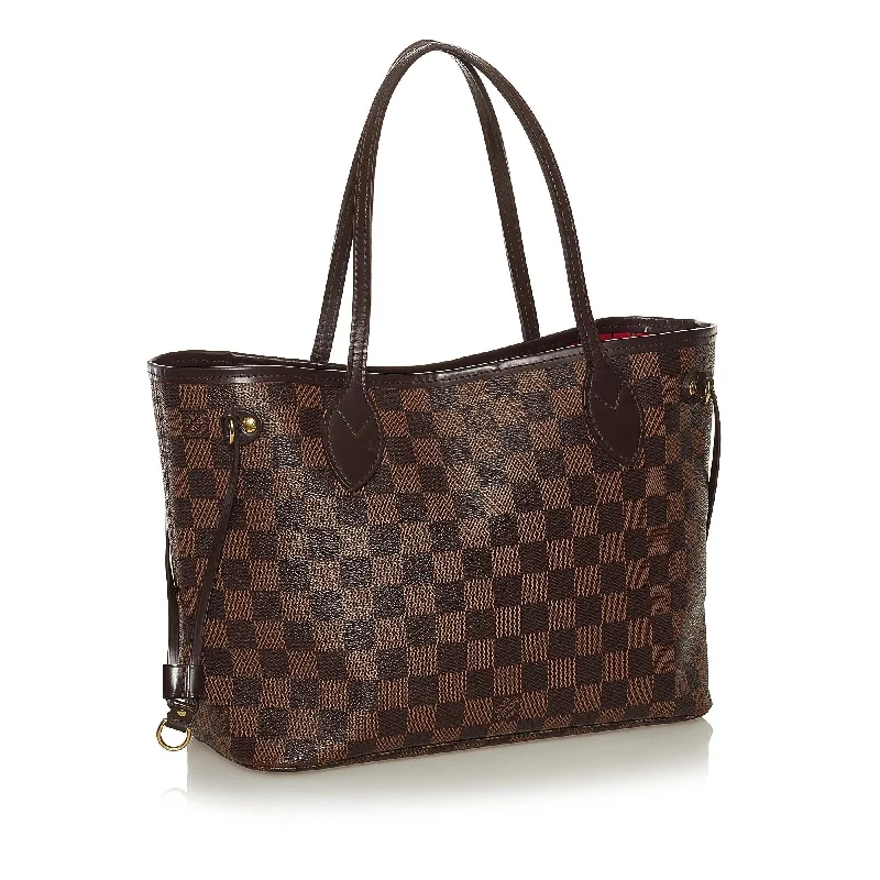 Louis Vuitton bags with a detachable mirror inside for on - the - go touch - upsLouis Vuitton Damier Ebene Neverfull PM Tote 35984)