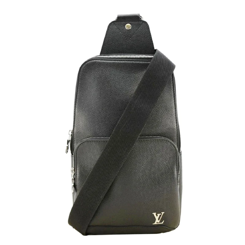 Louis Vuitton tote bags with a spacious interior and multiple pocketsLOUIS VUITTON Avenue Sling Taiga Leather Crossbody Bag Black