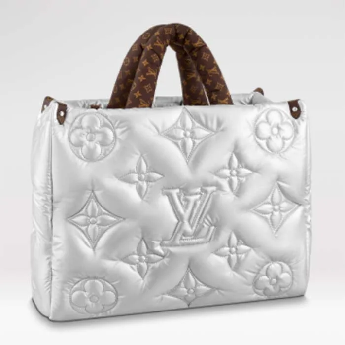 Louis Vuitton crossbody bags with adjustable shoulder straps for comfortLouis Vuitton LV Unisex OnTheGo GM Tote Silver Recycled Metallic Nylon Econyl