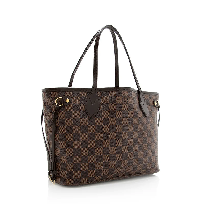 Louis Vuitton bags with a zip - around closure for enhanced securityLouis Vuitton Damier Ebene Neverfull PM Tote (19029)