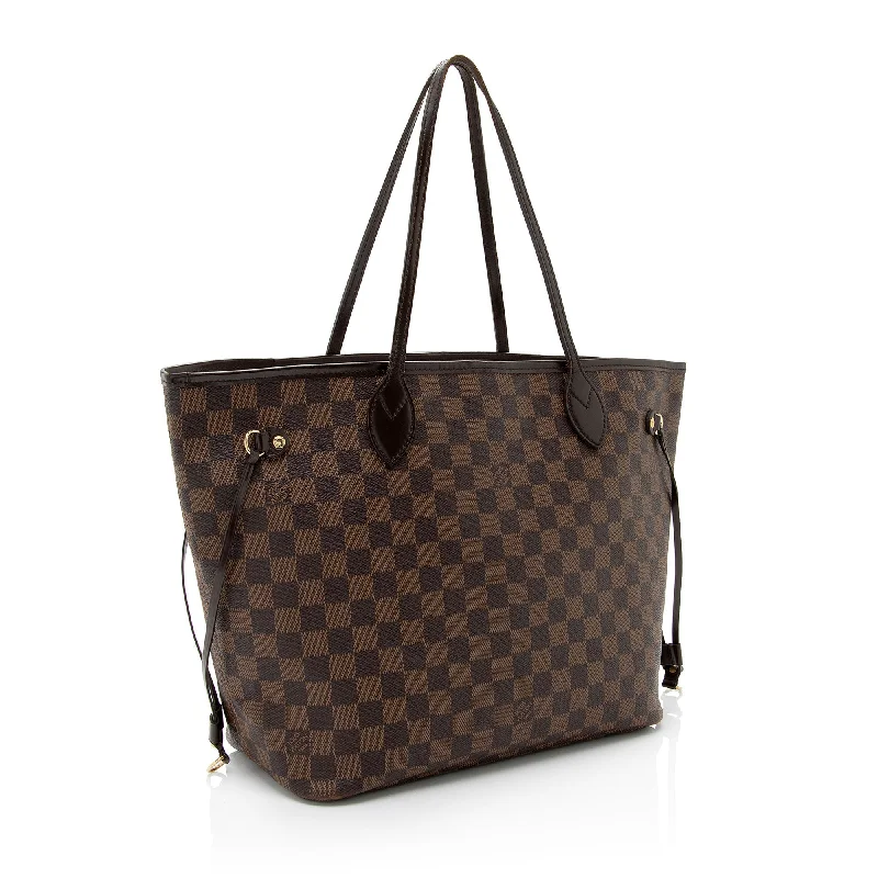 Louis Vuitton bags with a snap - button closure and a decorative charm for styleLouis Vuitton Damier Ebene Neverfull MM Tote (O62sUL)