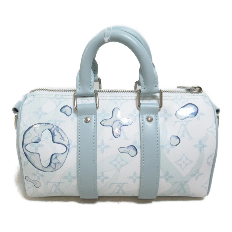 Louis Vuitton tote bags with a spacious interior and multiple pocketsLOUIS VUITTON Aqua Garden Keepall Bandouliere Boston Bag Blue blue crystal Monogram Aqua Garden leather M22527