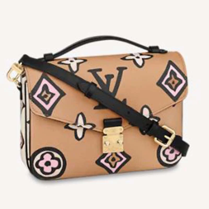 Louis Vuitton crossbody bags with adjustable shoulder straps for comfortLouis Vuitton LV Women Pochette Métis Handbag Arizona Beige Monogram Coated Canvas Cowhide