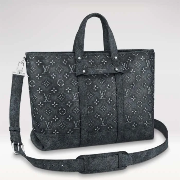 Louis Vuitton crossbody bags with a woven leather strap for textureLouis Vuitton LV Unisex Tote Journey Carryall Bag Black Charcoal Cowhide Leather