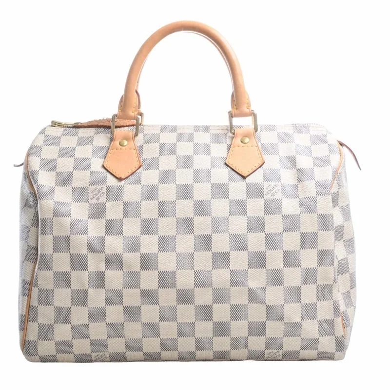 Louis Vuitton Twist bags with a crystal - embellished LV - turnlockLOUIS VUITTON Azure Speedy 30 Handbag Boston Bag N41533 White Ladies