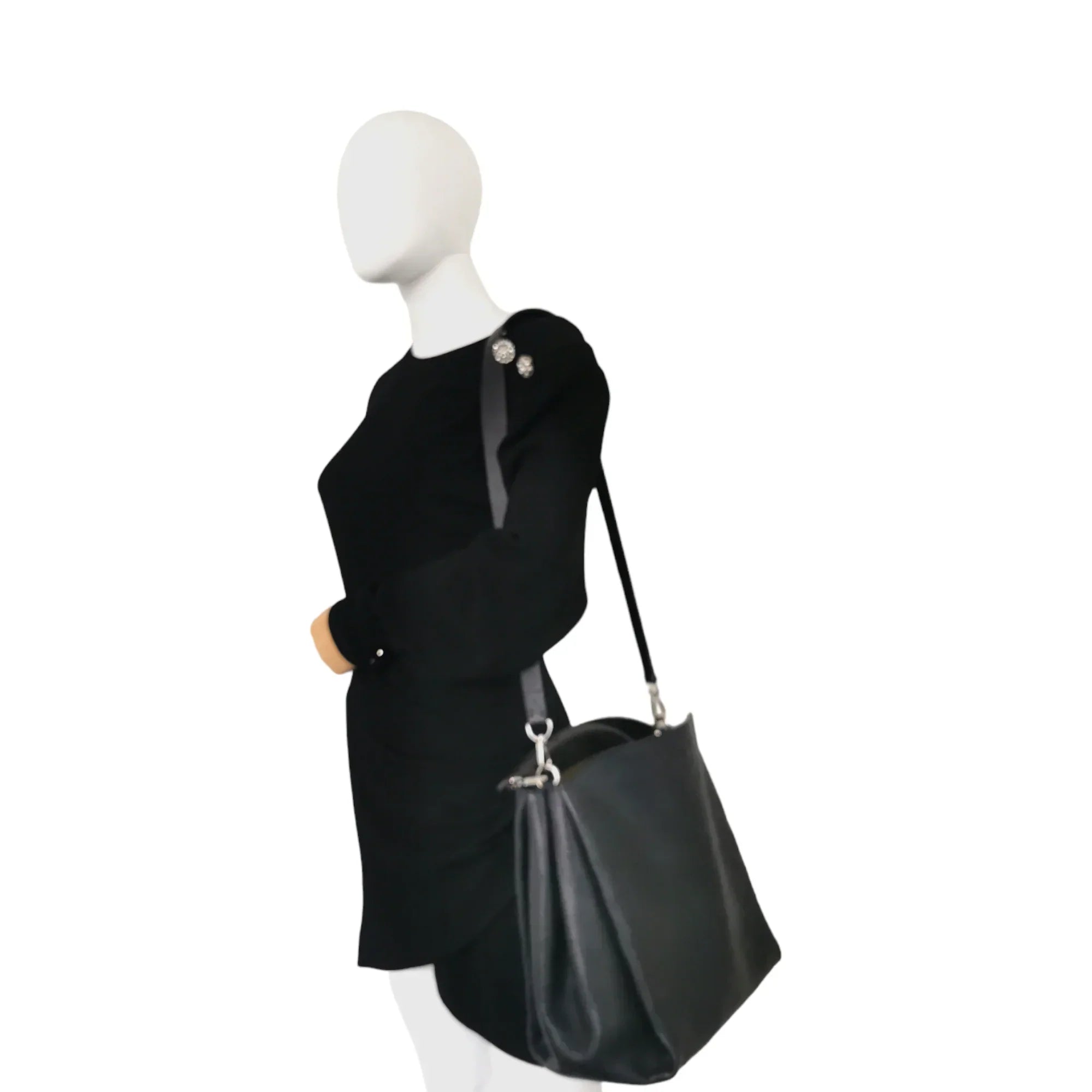 Medium - sized Louis Vuitton tote bags for work and shoppingLouis Vuitton Babylone PM Black Mahina Leather