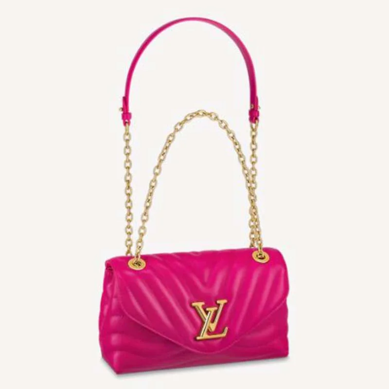 Louis Vuitton bags with a front - zip pocket for small items like keysLouis Vuitton LV Women New Wave Chain Bag Handbag Agathe Pink Smooth Cowhide Leather