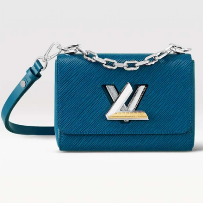 Louis Vuitton Alma bags with a monogram - embossed leather surfaceLouis Vuitton LV Women Twist PM Handbag Toledo Blue Epi Grained Cowhide