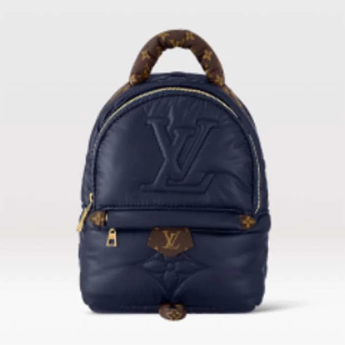 Louis Vuitton crossbody bags in a bold red color for a statementLouis Vuitton LV Unisex Pillow Palm Springs Mini Backpack Navy Blue Recycled Metallic Nylon