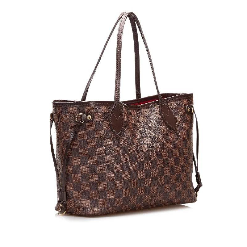 Louis Vuitton bags with a front - zip pocket for small items like keysLouis Vuitton Damier Ebene Neverfull PM 35501)