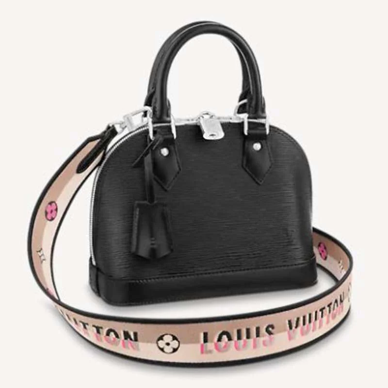 Louis Vuitton Petite Malle bags with a hard - shell structure for uniquenessLouis Vuitton LV Women Alma BB Handbag Black Epi Grained Cowhide Leather