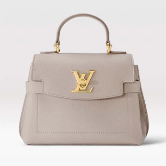 Louis Vuitton Alma bags with a leather - wrapped handle for a luxurious feelLouis Vuitton LV Women Lockme Ever Mini Handbag Greige Grained Calf Leather