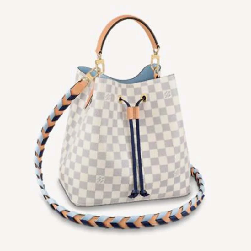 Louis Vuitton tote bags with a water - resistant coating for outdoor useLouis Vuitton LV Unisex Néonoé MM Bucket Bag Blue Damier Azur Coated Canvas