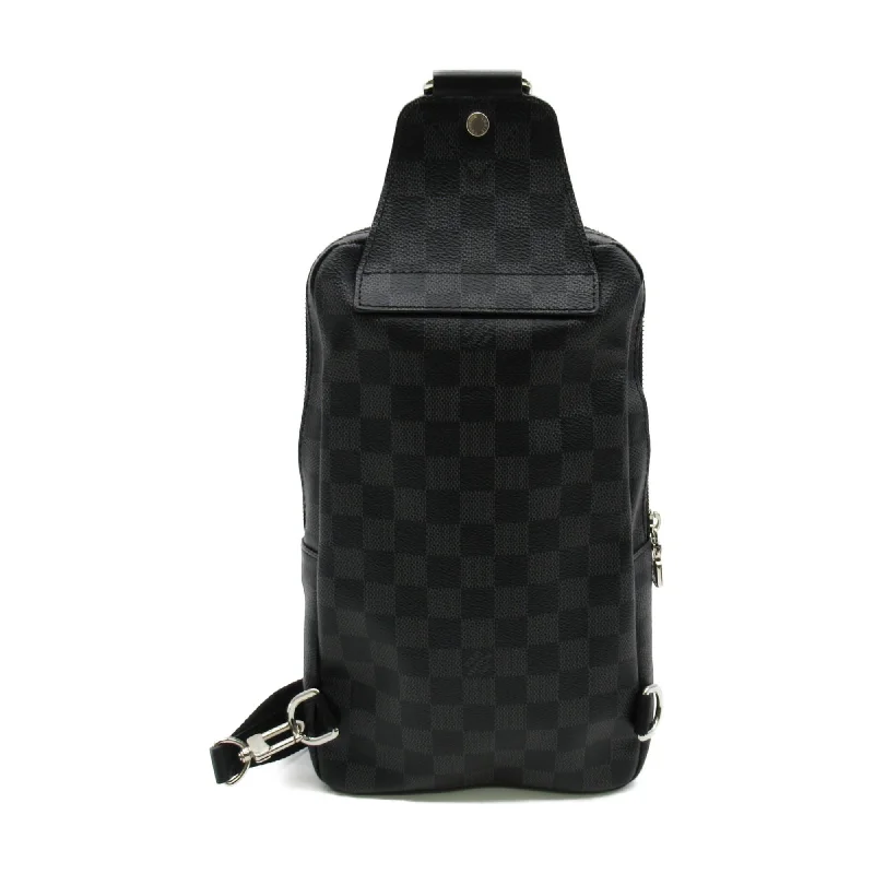 Louis Vuitton bags with a chain - link trim and a leather body for a modern edgeLOUIS VUITTON Avenue Sling Bag Gray Damier graphite PVC coated canvas N41719