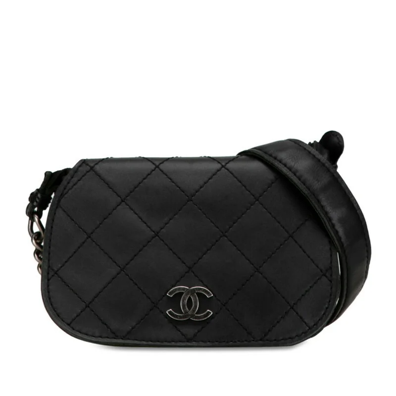 Chanel Quilted Leather Shoulder Bag for FashionistasChanel Coco Mark Chain Shoulder Bag Black Silver Leather Women's CHANEL