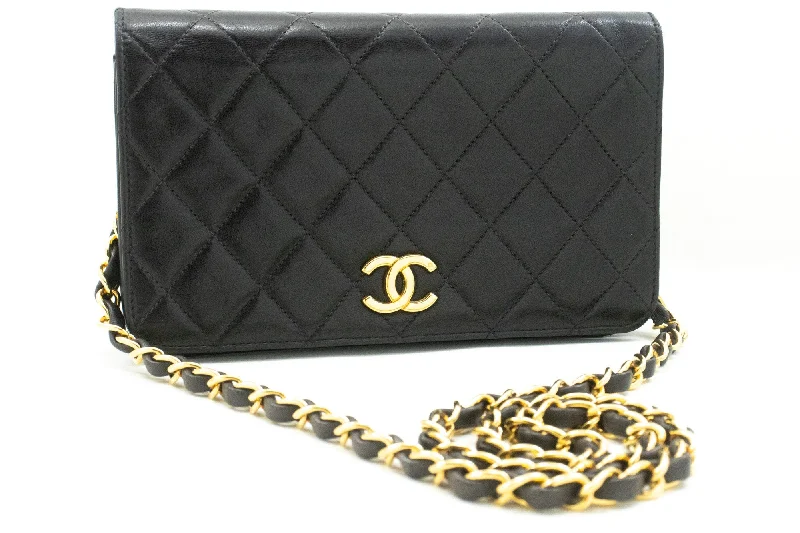 Chanel All - Match Handbag for Versatile StylingCHANEL Full Flap Chain Shoulder Bag Clutch Black Quilted Lambskin